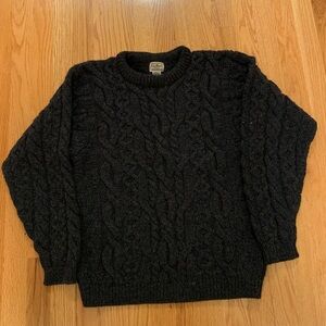Vintage L.L. Bean 100% Wool Irish Fisherman Sweater Chunky Cable Knit.